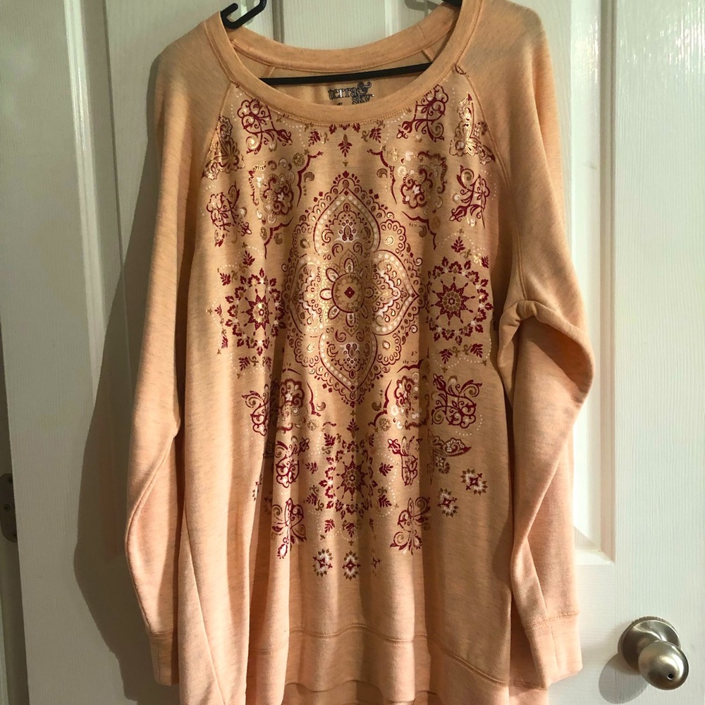 Terra & Sky Blush and Burgundy Floral Blouse